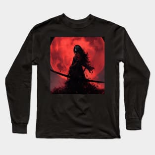 Blood Moon Witch Hunter Samurai Scythe Long Sleeve T-Shirt